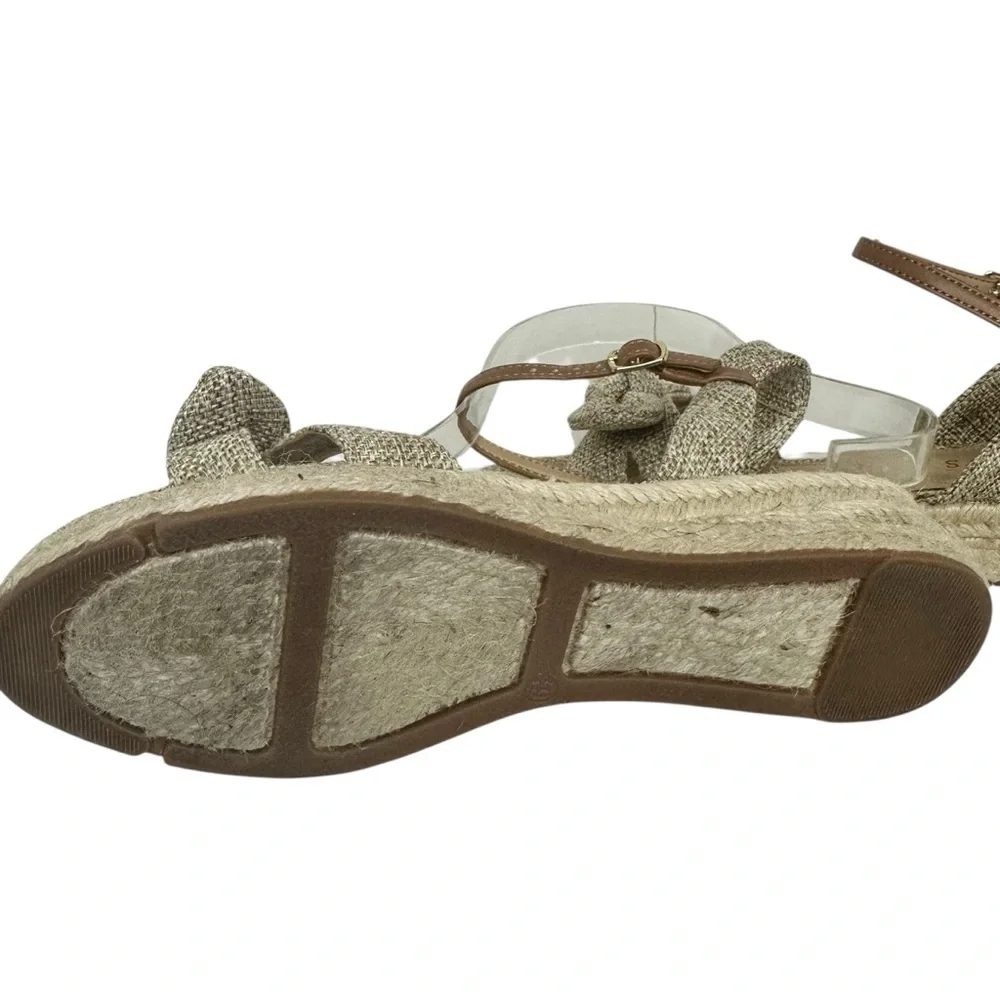 Talbots Linen Bow Espadrille Wedge Sandal Size 6.5